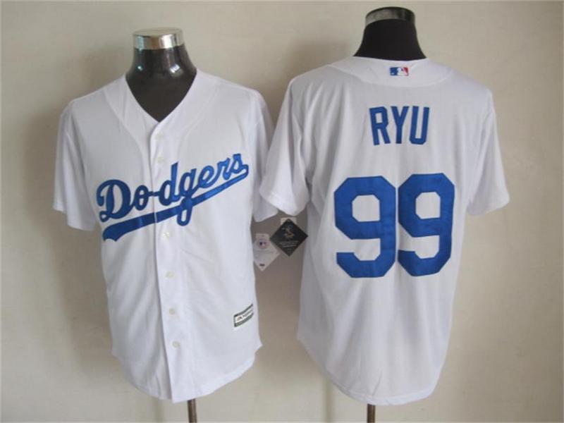 Dodgers 99 Ryu White New Cool Base Jersey