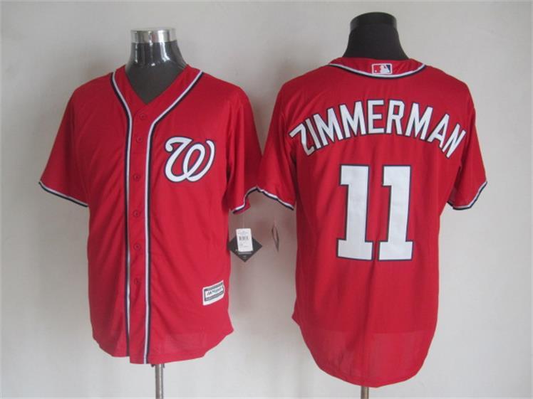 Nationals 11 Zimmerman Red New Cool Base Jersey