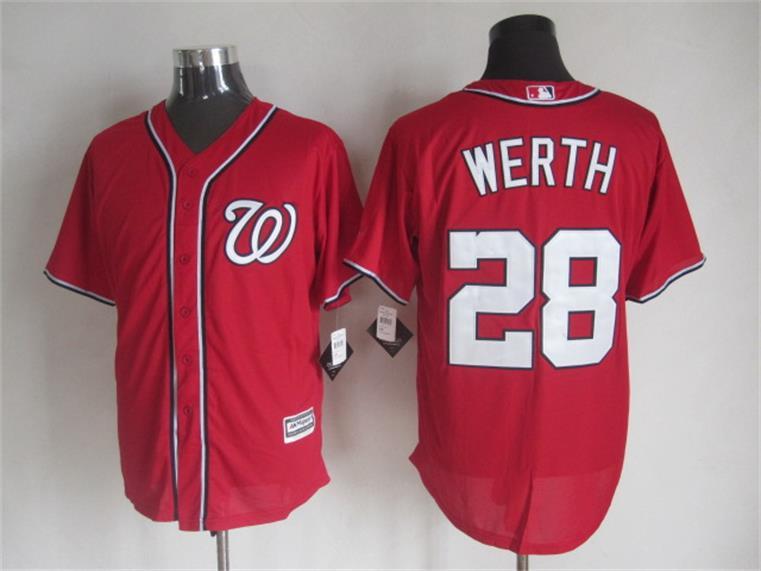 Nationals 28 Werth Red New Cool Base Jersey