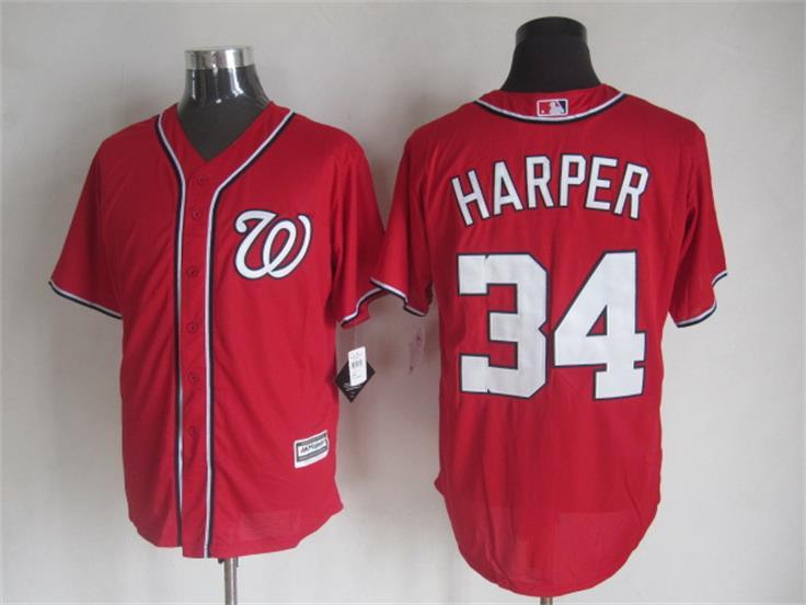 Nationals 34 Harper Red New Cool Base Jersey