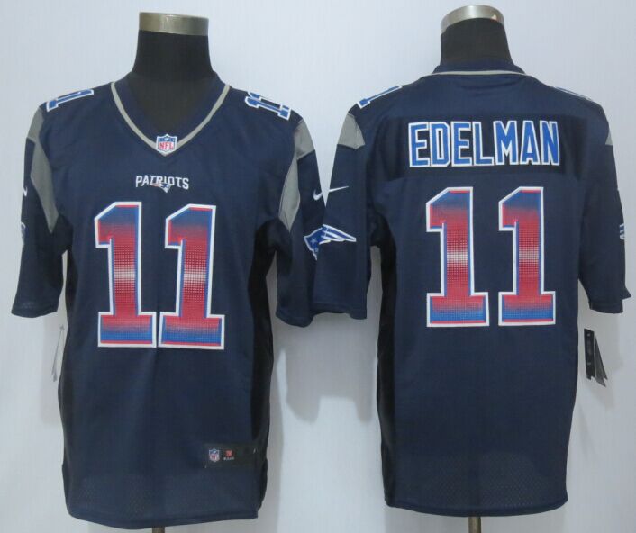 Nike Patriots 11 Edelman Blue Pro Line Fashion Strobe Jersey