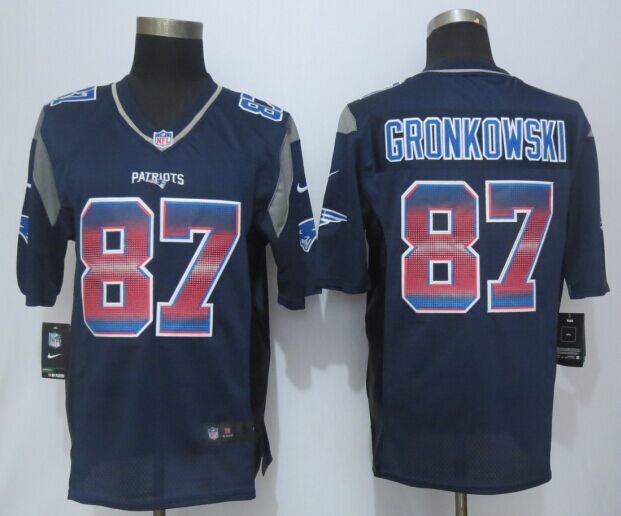Nike Patriots 87 Gronkowski Blue Pro Line Fashion Strobe Jersey