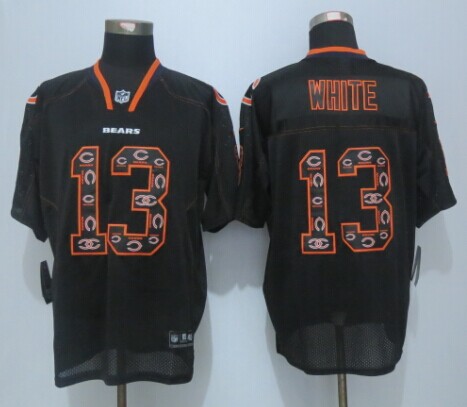 Nike Bears 13 White Lights Out Black Elite New Jersey