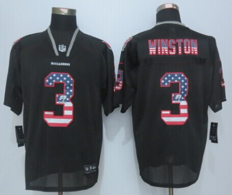 Nike Buccaneers 3 Winston USA Flag Fashion Black Elite Jersey