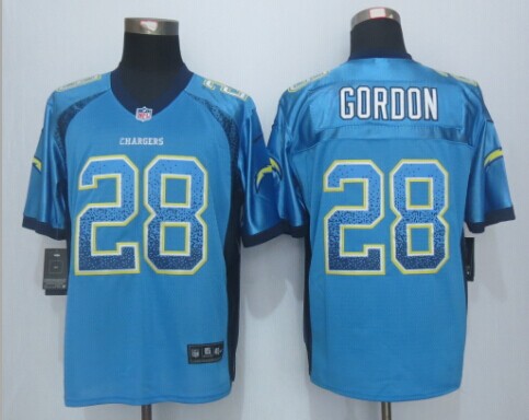 Nike Chargers 28 Gordon Drift Fashion Blue Elite Jersey