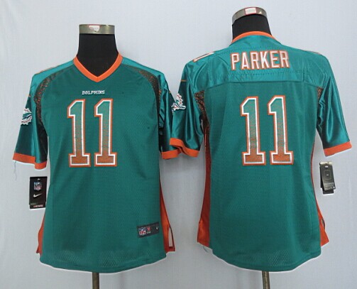 Nike Dolphins 11 Parker Drift Fashion Green Women Jersey - Click Image to Close
