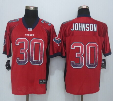 Nike Texans 30 Johnson Drift Fashion Red Elite Jersey - Click Image to Close
