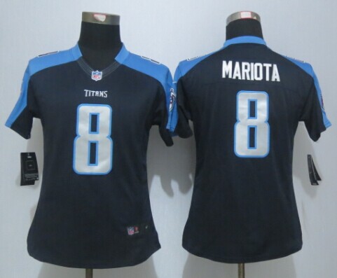 Nike Titans 8 Mariota Navy Blue Limited Women Jersey