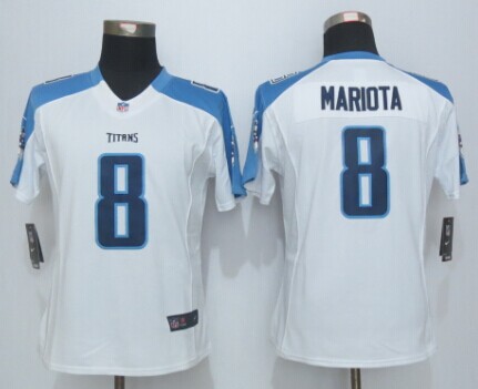Nike Titans 8 Mariota White Limited Women Jersey