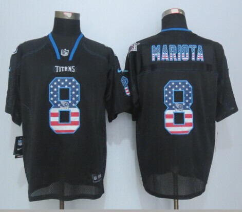 Nike Titans 8 Mariota USA Flag Fashion Black Elite Jersey