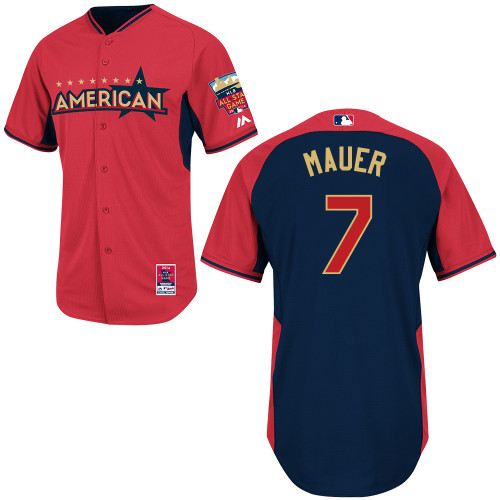 American League Twins 7 Mauer Red 2014 All Star Jerseys