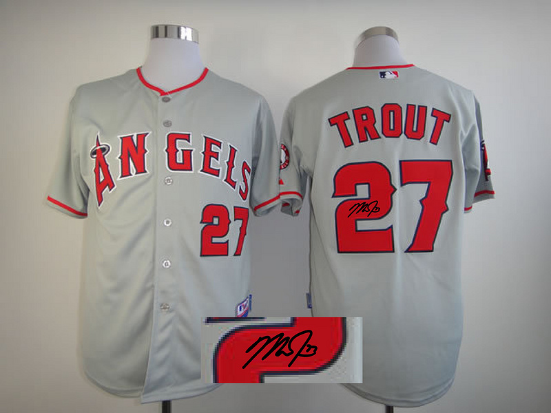 Angels 27 Trout Grey Signature Edition Jerseys - Click Image to Close