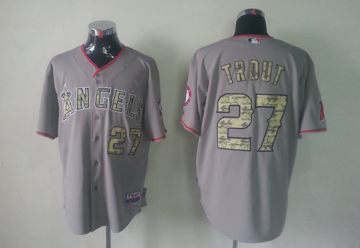 Angels 27 Trout Grey camo number Jerseys