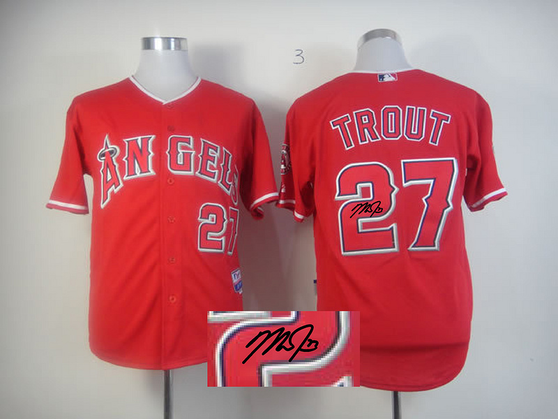Angels 27 Trout Red Signature Edition Jerseys