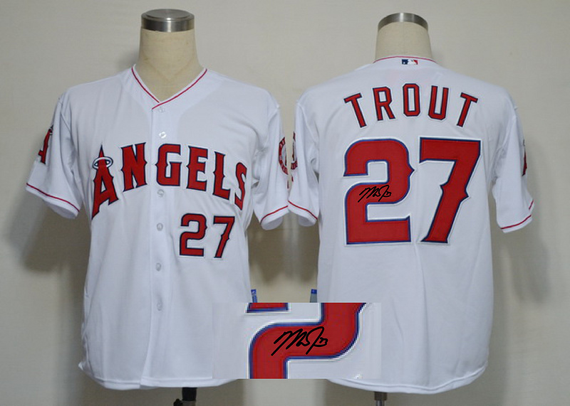 Angels 27 Trout White Signature Edition Jerseys