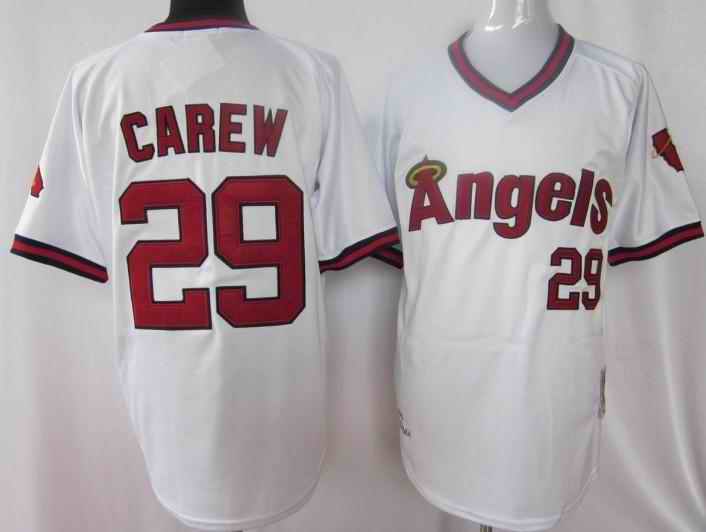 Angels 29 Rod Carew White M&M Jerseys