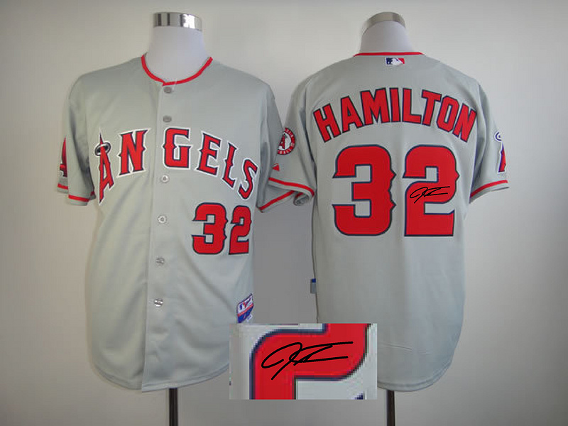 Angels 32 Hamilton Grey Signature Edition Jerseys