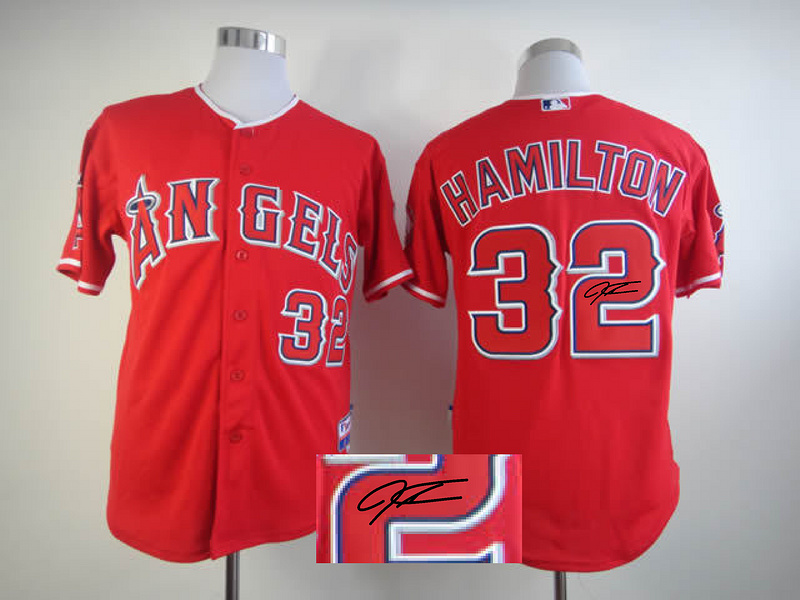 Angels 32 Hamilton Red Signature Edition Jerseys - Click Image to Close