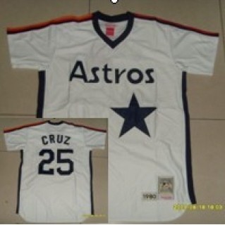 Astros 25 Cruz White Throwback Jerseys