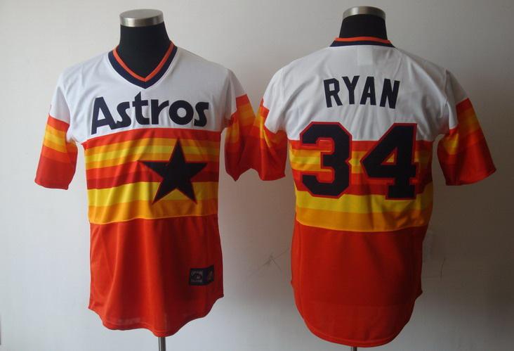 Astros 34 Ryan Orange Strip Jerseys