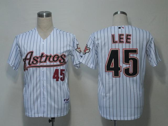Astros 45 Lee White Strip Jerseys