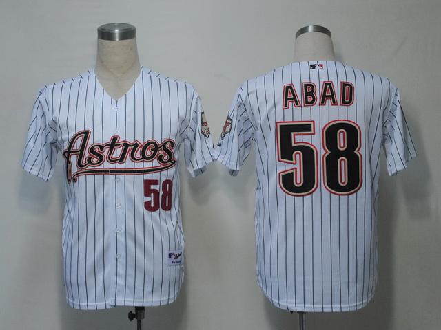 Astros 58 Abad White Strip Jerseys