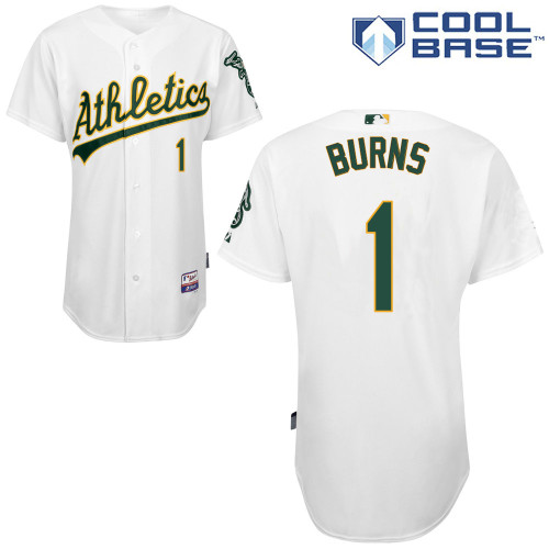 Athletics 1 Burns White Cool Base Jerseys Athletics 1 Burns White Cool Base Jerseys