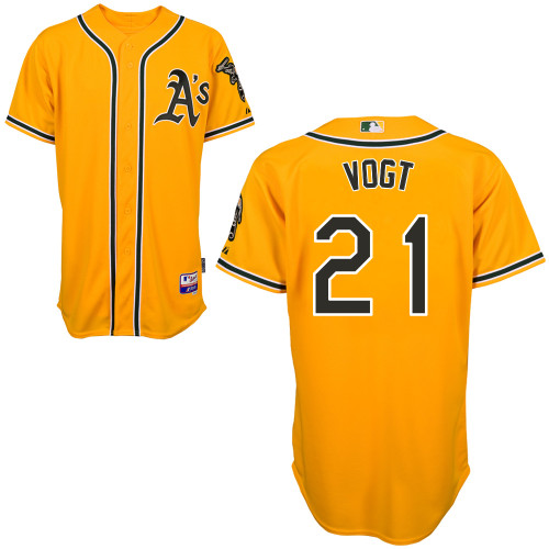 Athletics 21 Vogt Yellow Cool Base Jerseys