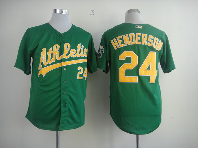Athletics 24 Henderson Green Jerseys - Click Image to Close