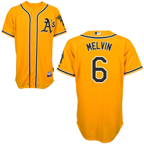 Athletics 6 Melvin Yellow Cool Base Jerseys