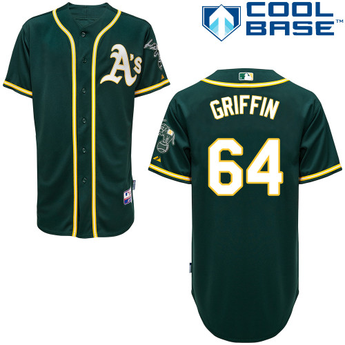 Athletics 64 Griffin Green Cool Base Jerseys - Click Image to Close