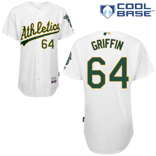 Athletics 64 Griffin White Cool Base Jerseys