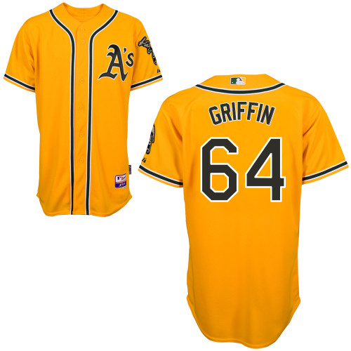 Athletics 64 Griffin Yellow Cool Base Jerseys