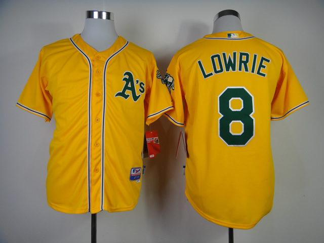 Athletics 8 Lowrie Yellow Cool Base Jerseys