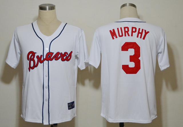 Atlanta Braves 3 Murphy White Jerseys