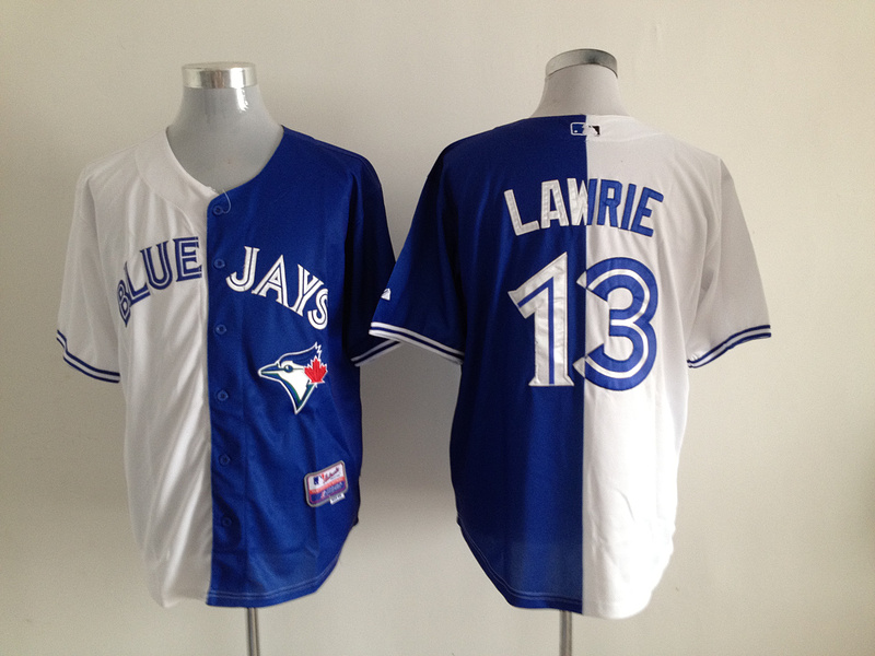 Blue Jays 13 Lawrie Blue&White Split Jerseys Blue Jays 13 Lawrie Blue&White Split Jerseys