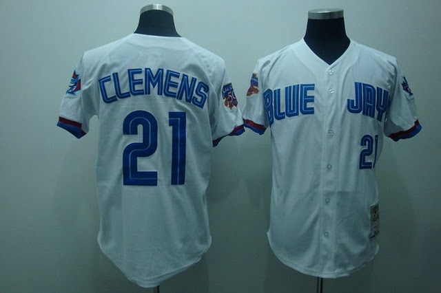 Blue Jays 21 Clemens white jerseys