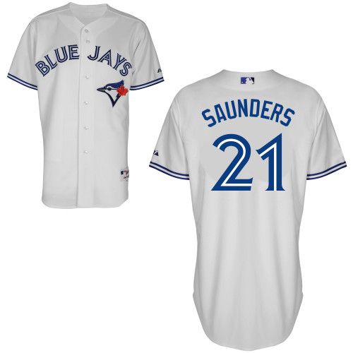 Blue Jays 21 Saunders White Cool Base Jerseys