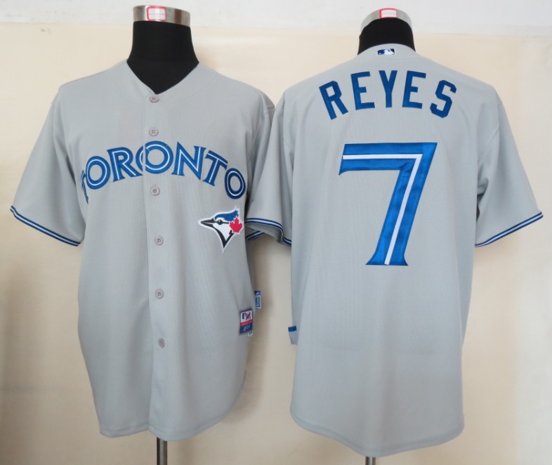 Blue Jays 7 Reyes Grey Jerseys - Click Image to Close
