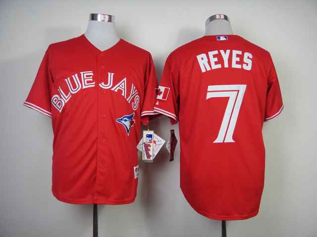 Blue Jays 7 Reyes Red Cool Base Jerseys - Click Image to Close