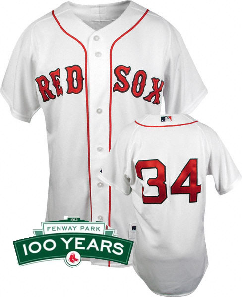 Boston Red Sox 34 White 100th Years Jerseys