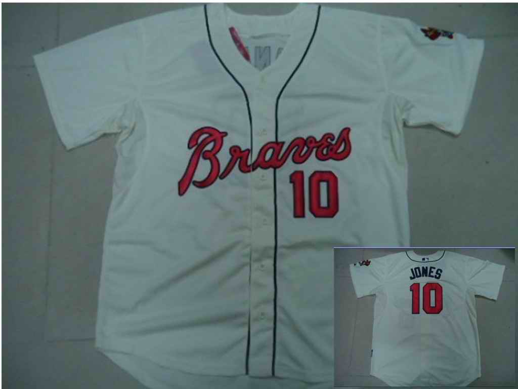 Braves 10 JONES cream jerseys