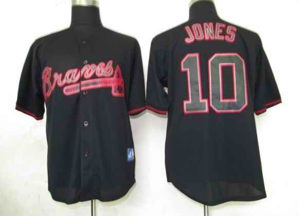 Braves 10 Jones Black Fashion jerseys