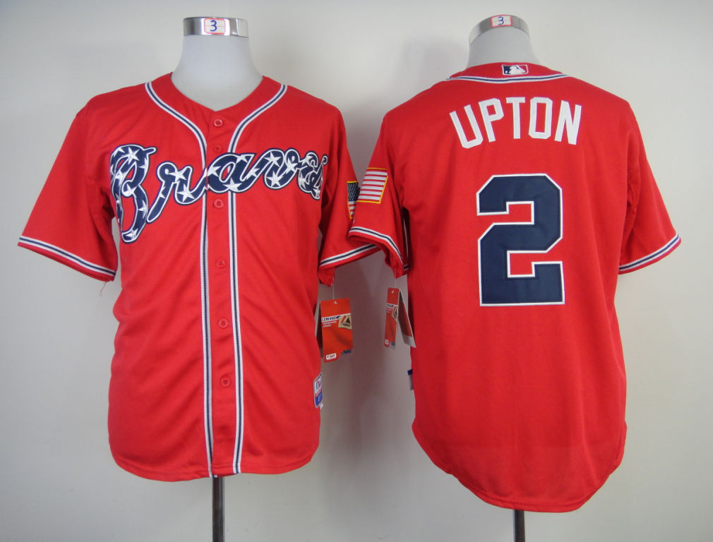 Braves 2 Upton Red Cool Base Jerseys - Click Image to Close