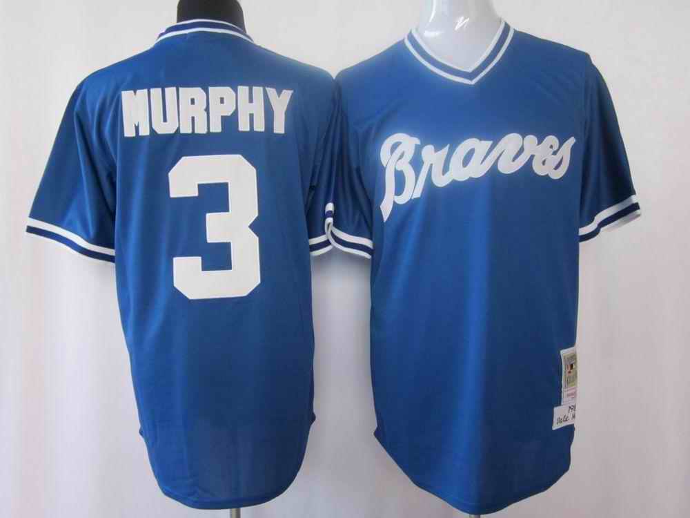 Braves 3 Murphy Blue M&N Jerseys