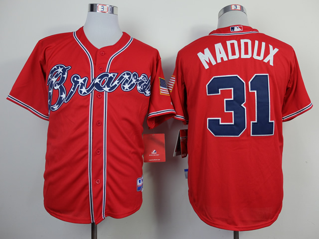 Braves 31 Maddux Red Cool Base Jerseys