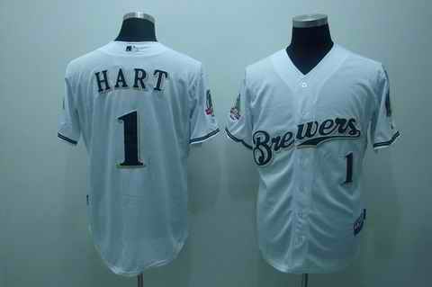 Brewers 1 Hart white[40th patch cool base] Jerseys