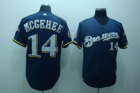 Brewers 14 Mcgehee blue[40th patch] Jerseys - Click Image to Close