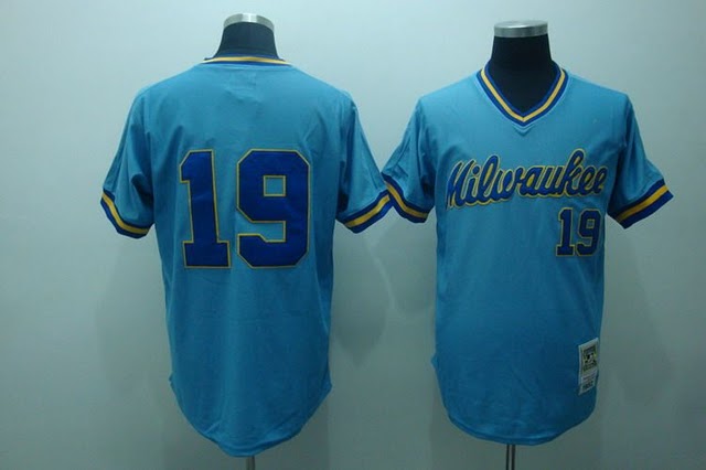 Brewers 19 Robin Yount light blue jersey