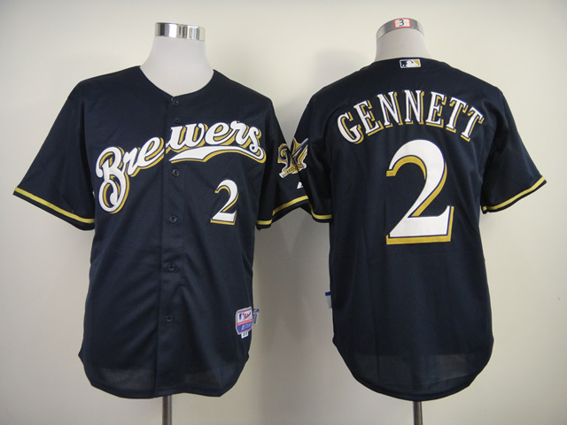 Brewers 2 Gennett Blue Cool Base Jerseys - Click Image to Close
